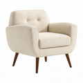 Fotel 82 x 80 x 88 cm tapicerowany tkaniną beżowy do salonu w stylu retro